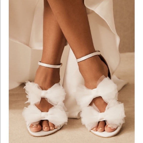 BHLDN Shoes - Brand New White Bhldn Bridal Oresme Tulle Heels Size 6
